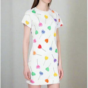 Love Moschino T-Shirt Mini Lollipop Dress 2 White Short Sleeve Cotton (IT38)